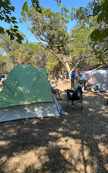 Campsite with tent